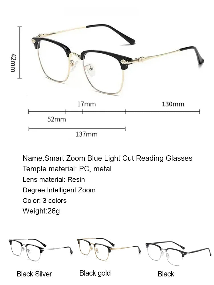 🔥【Revolutionize Your Eyewear with German-Engineered Auto-Focus Glasses!】Auto-focus blue light blocking reading glasses