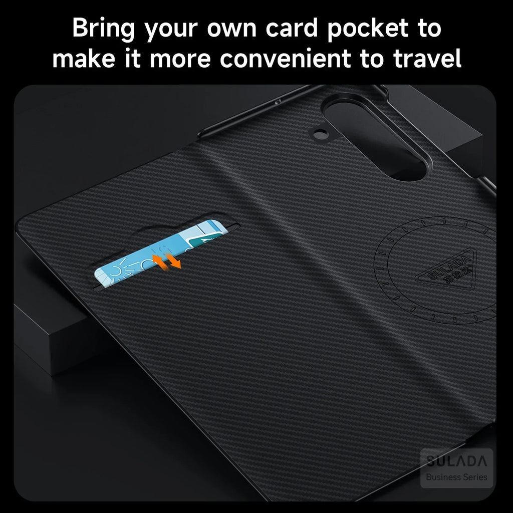Magnetic Carbon Fiber Leather Case