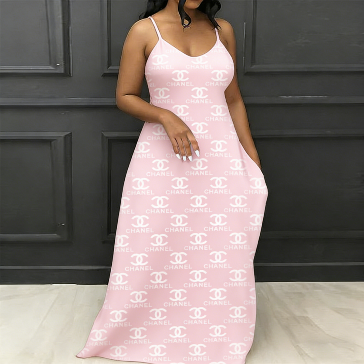 Classic Print V-Neck Pocket Cami Dress 3D1026033001
