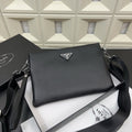 New  Black Leather P Logo Men's BagsXC052025110301