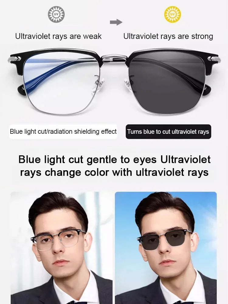【✨️100-700° Intelligent Focusing】Ultra-light and comfortable blue light blocking glasses for presbyopia.