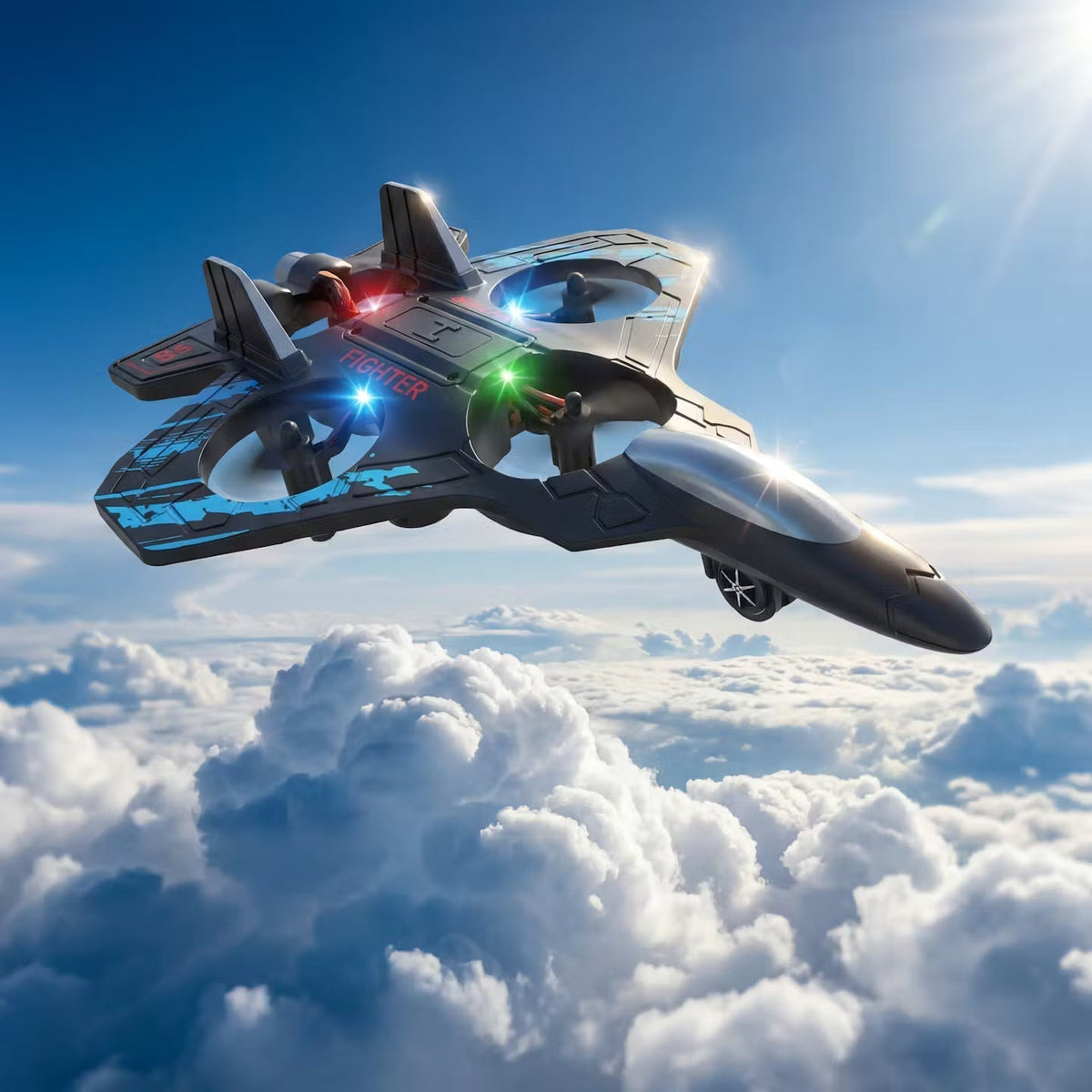 Glider Flying Helicopter RC Hobby Jet Plane 2.4G Stunt Remote Control Foam Fighter Airplane Toy With Light